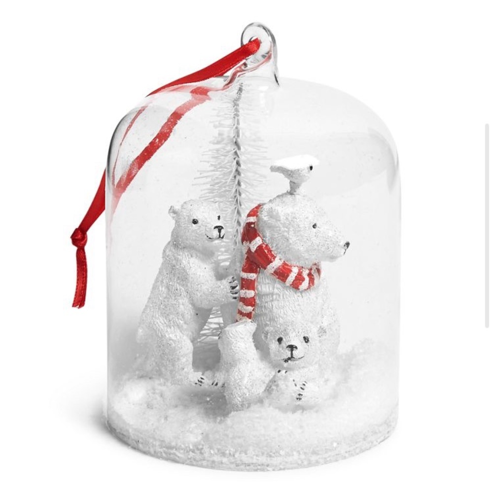 Vera Bradley Polar Bear Snow Globe Ornament, White